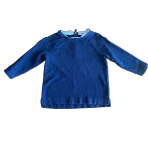 Crewcuts Navy Sweatshirt Chambray Ruffle Neckline Girls' 8